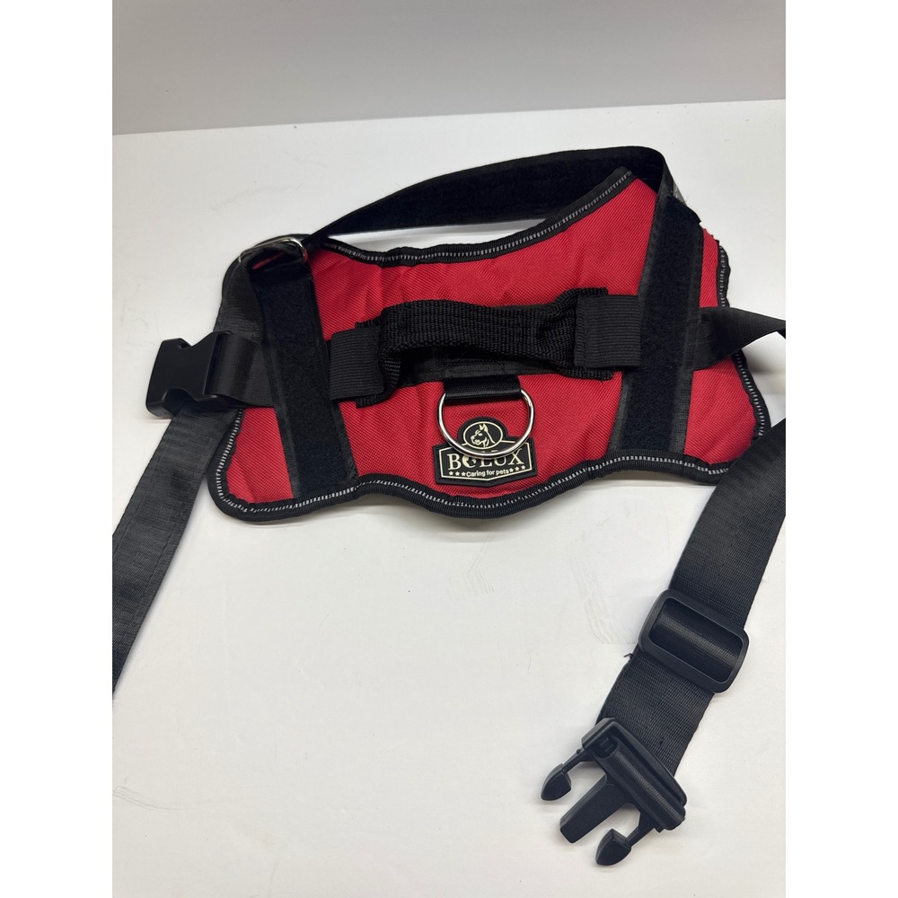 Bolux Dog Harness Red Black Adjustable Mesh Padded Reflective No Pull Size M